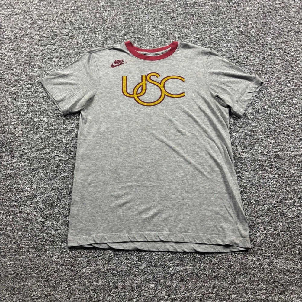 Y2K 2000s Nike Collegiate USC Trojans Graphic Grey T-Shirt Grey Unisex Small